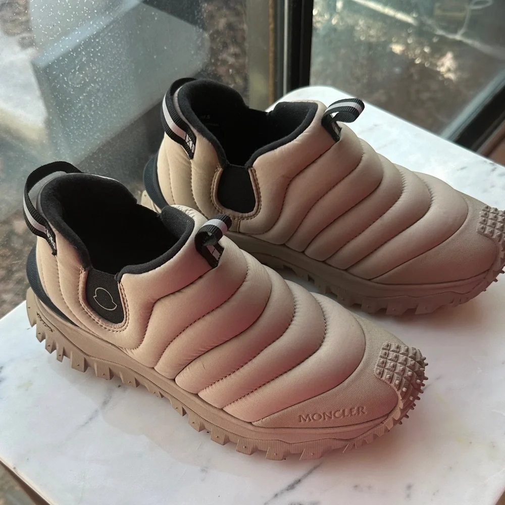 Moncler Cream Quilted Slip-On Shoes - Picture 1 of 5